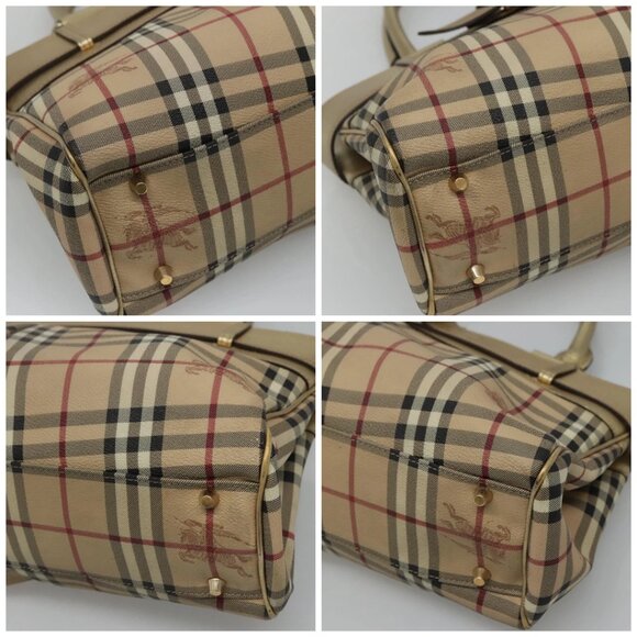 BURBERRY Nova Check Tote Bag PVC Beige Gold Auth 116135 - Picture 16 of 16